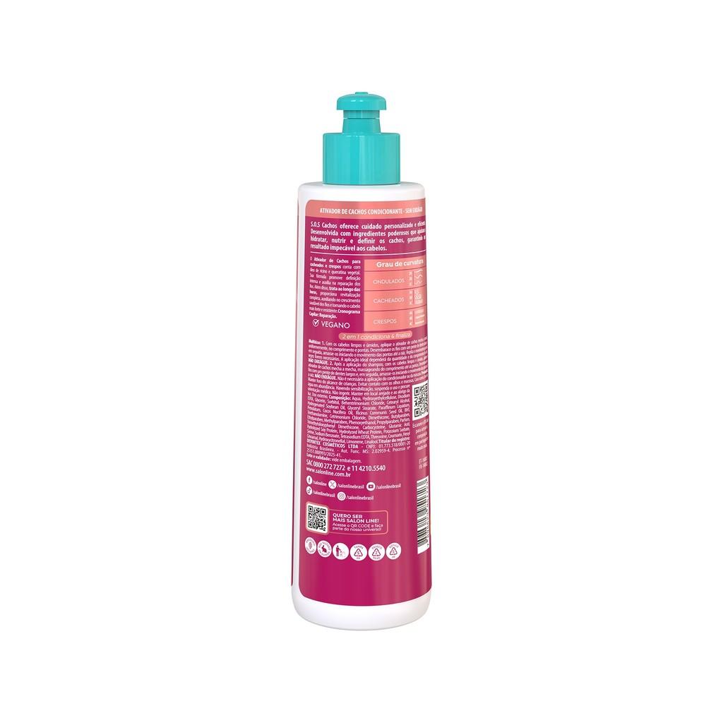 Ativador De Cachos Sos Cachos Rícino E Queratina Salon Line 300ml