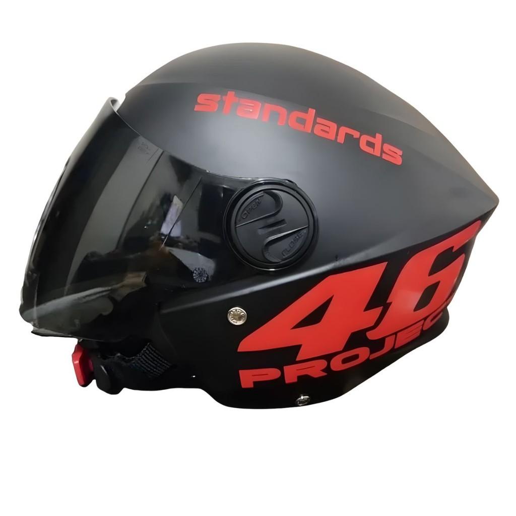 Capacete Adesivado Project 46 Vermelho Preto Fosco Com Viseira Fumê