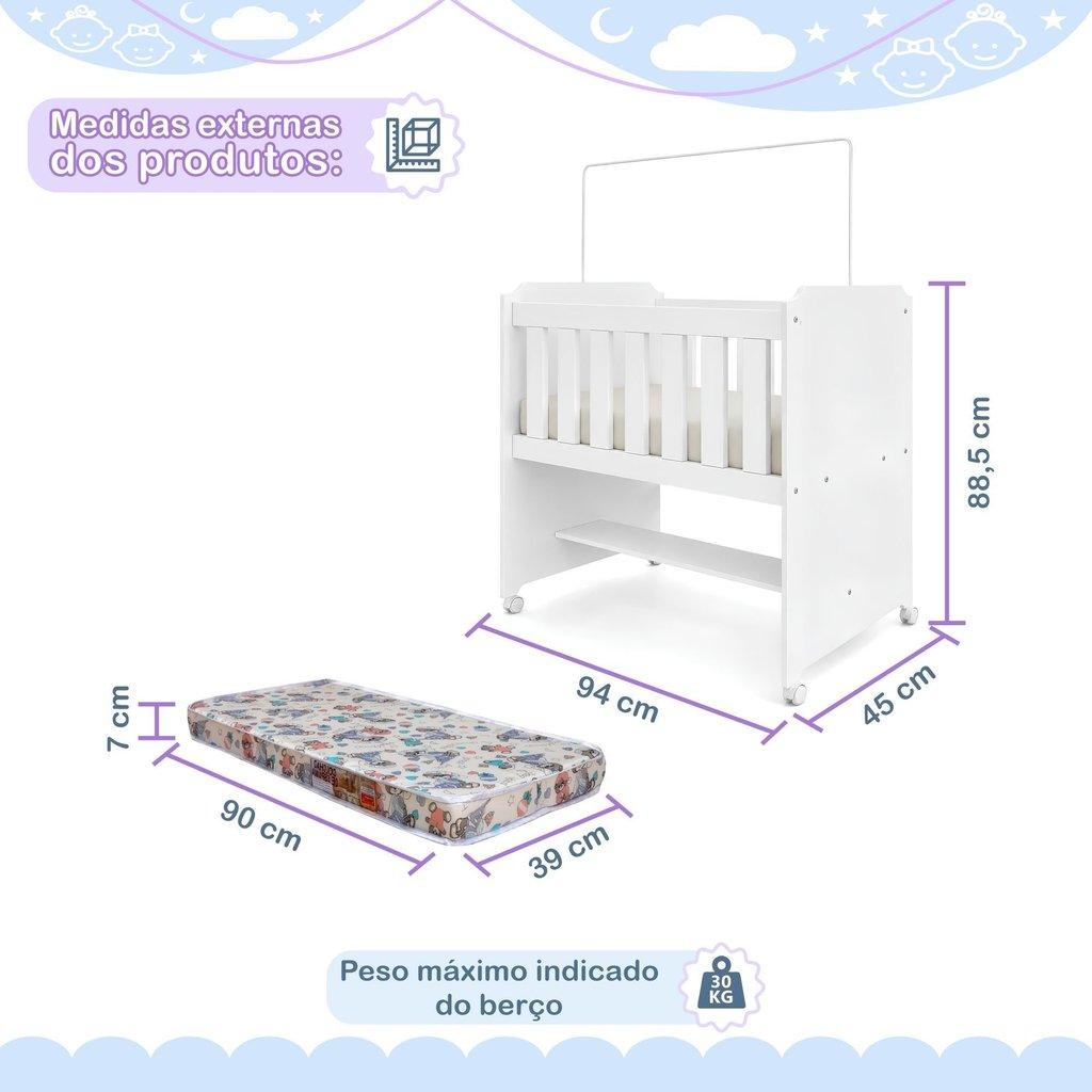 Mini Berço 100 Mdf Com Colchão Yescasa Branco