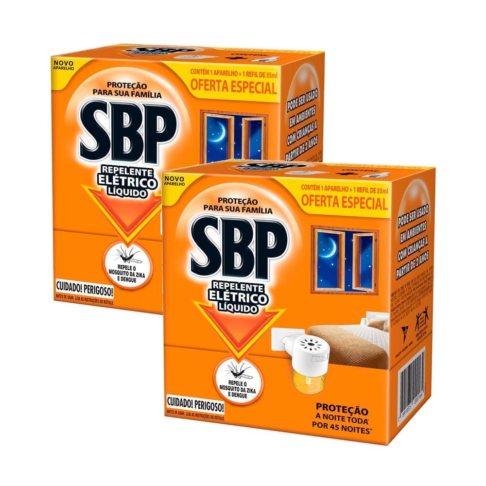 Kit 2 Repelente Elétrico Líquido Sbp 45 Noites Refil 35ml + Aparelho