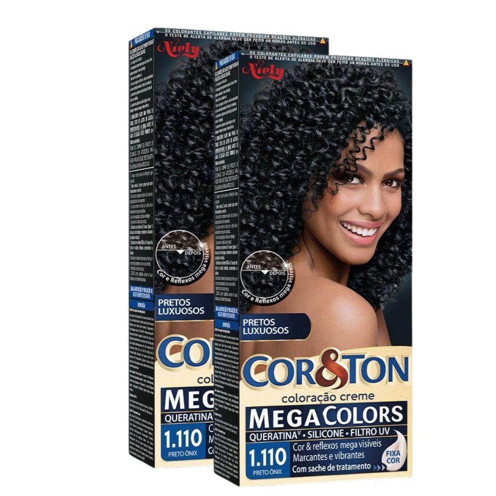 Kit 2 Coloração Niely Cor Ton Preto Ônix