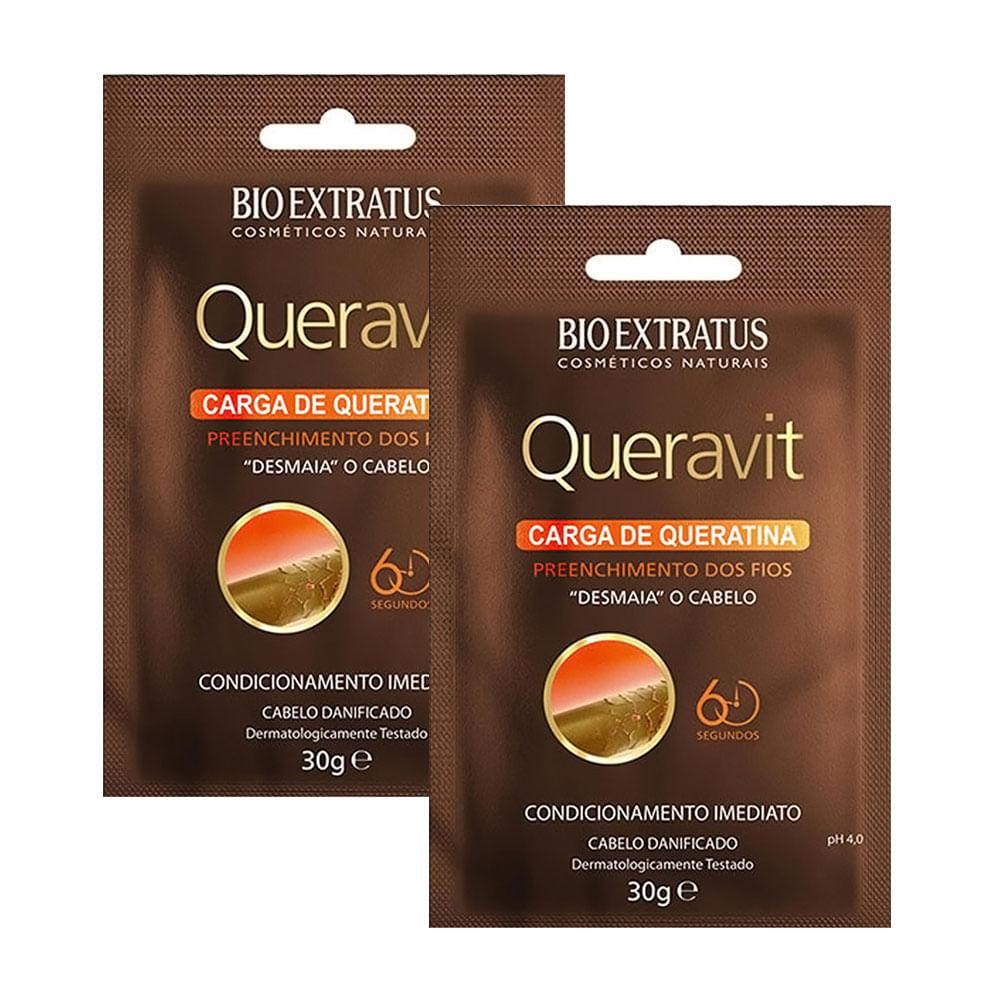 Kit 2 Carga De Queratina Bio Extratus Queravit Desmaia O Cabelo Sachê Com 30g