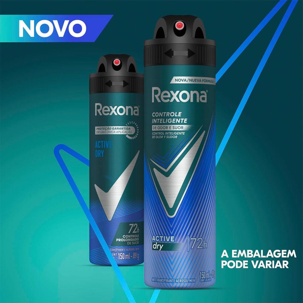 Kit Desodorante Aerosol Rexona Active Dry/azul 150ml - 3 Unidades