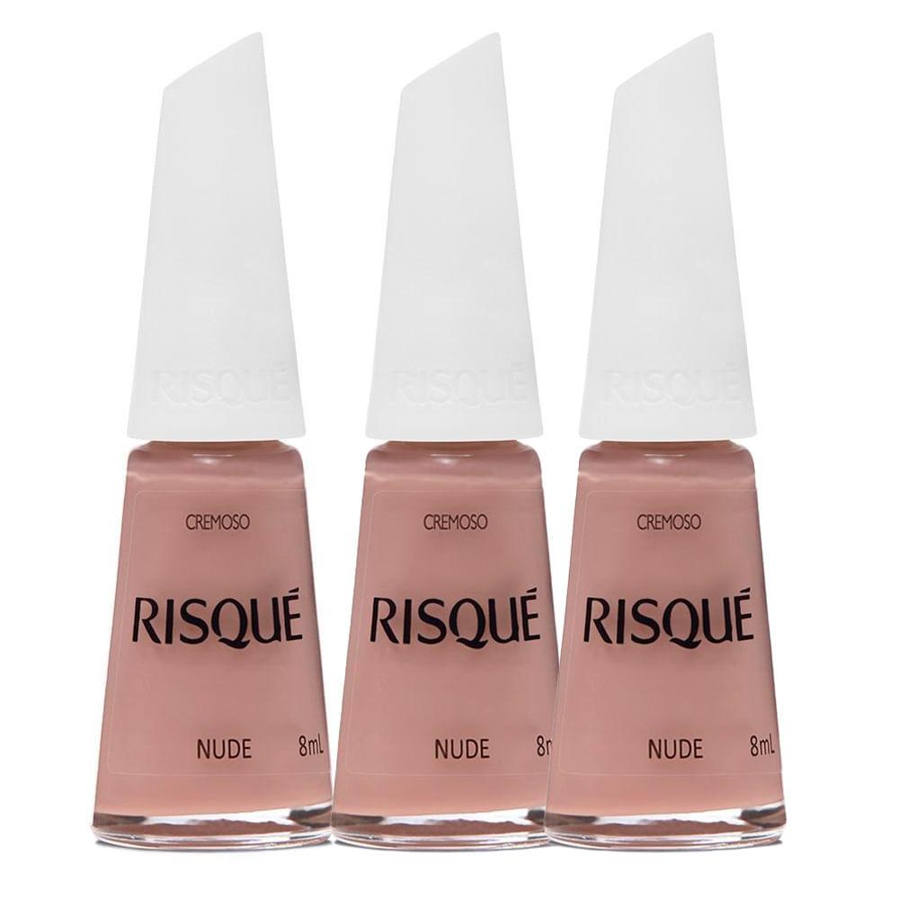 Kit 3 Esmalte Risqué Nude Cremoso Nude 8ml