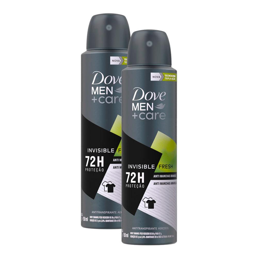 Kit 2 Desodorante Dove Men + Care Invisible Fresh Aerosol Antitranspirante 72h Com 150ml