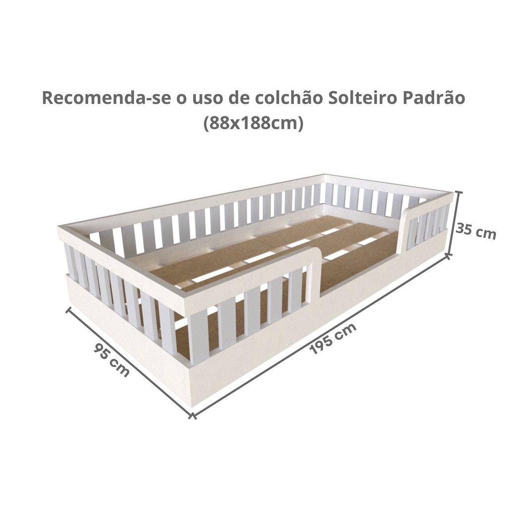 Cama Infantil Montessoriana Solteiro Sol Cinza/branco/cristal Branco/cinza Cristal