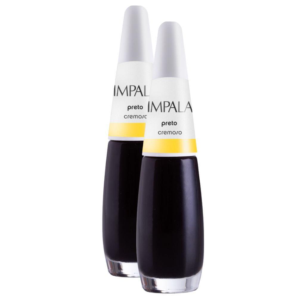 Kit 2 Esmalte Cremoso Impala Cor Da Sua Moda Preto