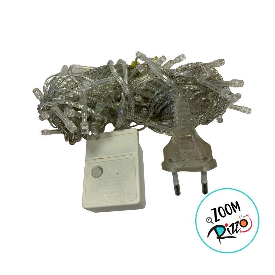 Cordão De LED Pisca Luz Branca Fria Com Fio Transparente 100 Leds De 8 Funções - 10m - 1 Unidade - Rizzo