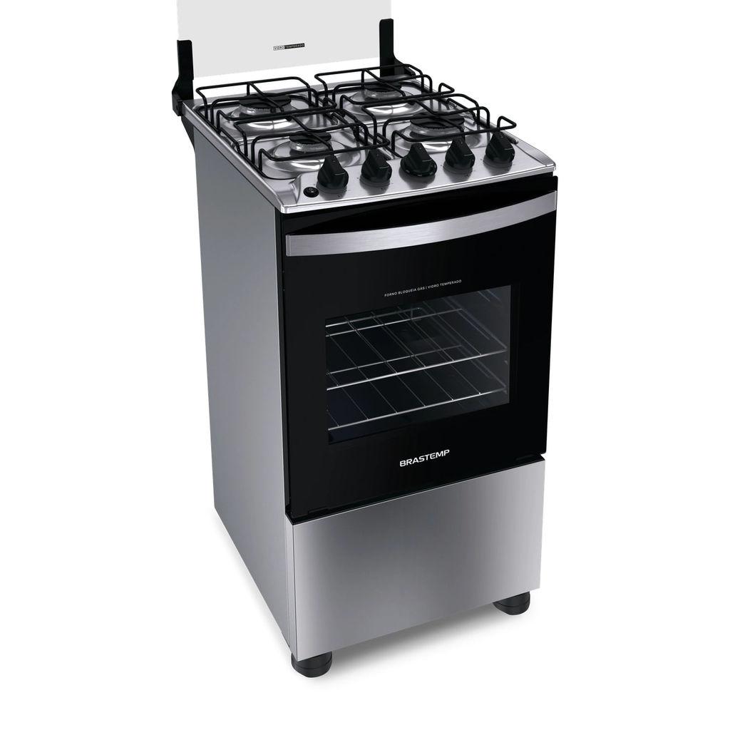 Fogão Brastemp 4 Bocas Inox Com Duas Prateleiras Com Alturas Ajustáveis - Bfo4nbr