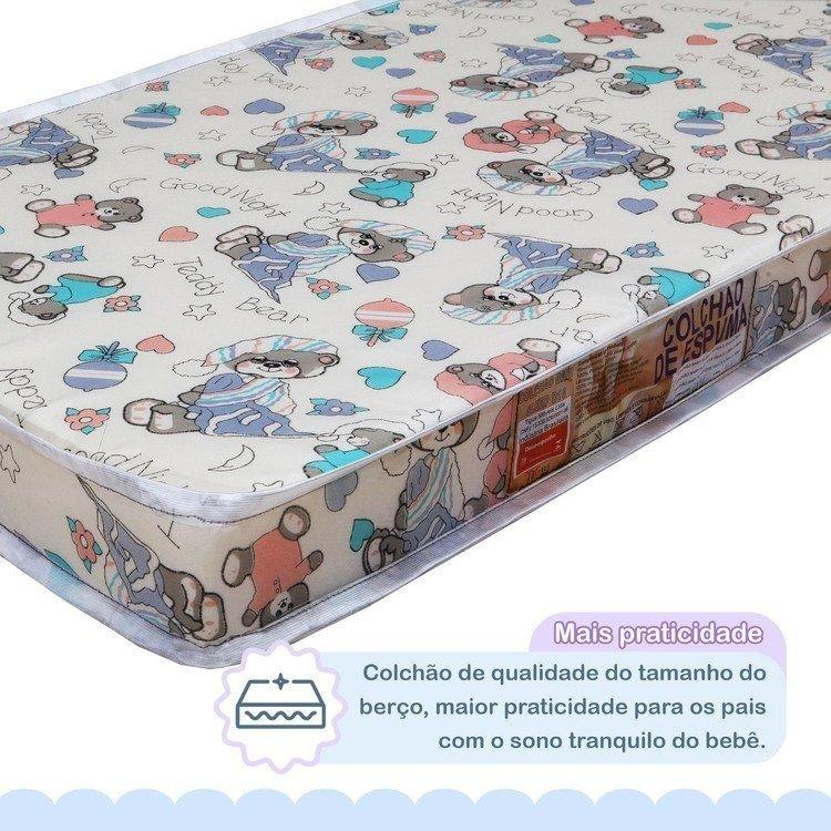 Mini Berço 100 Mdf Com Colchão 5 Em 1 Ariel Branco/ypê