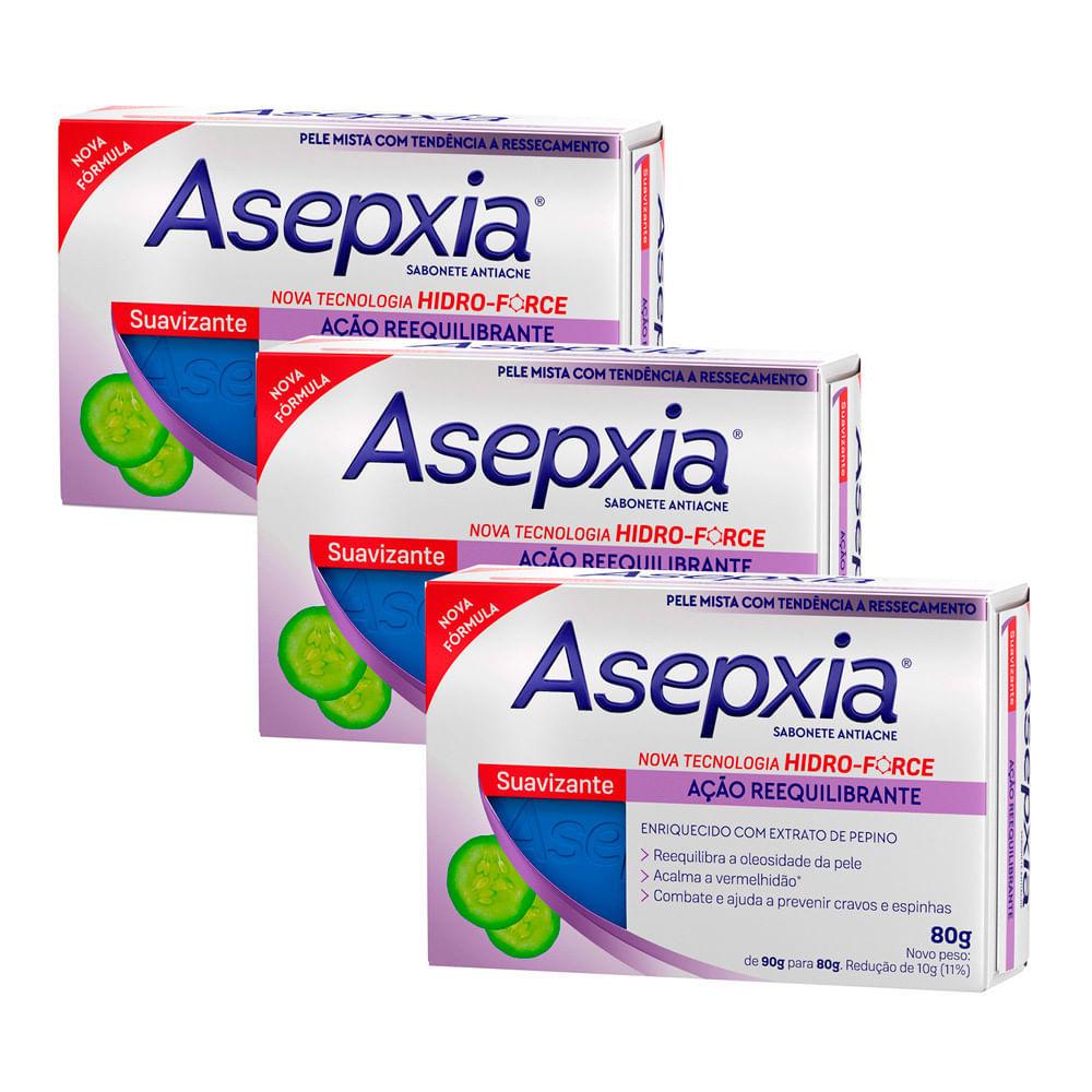 Kit 3 Sabonete Asepxia Suavizante Ação Reequilibrante 80g