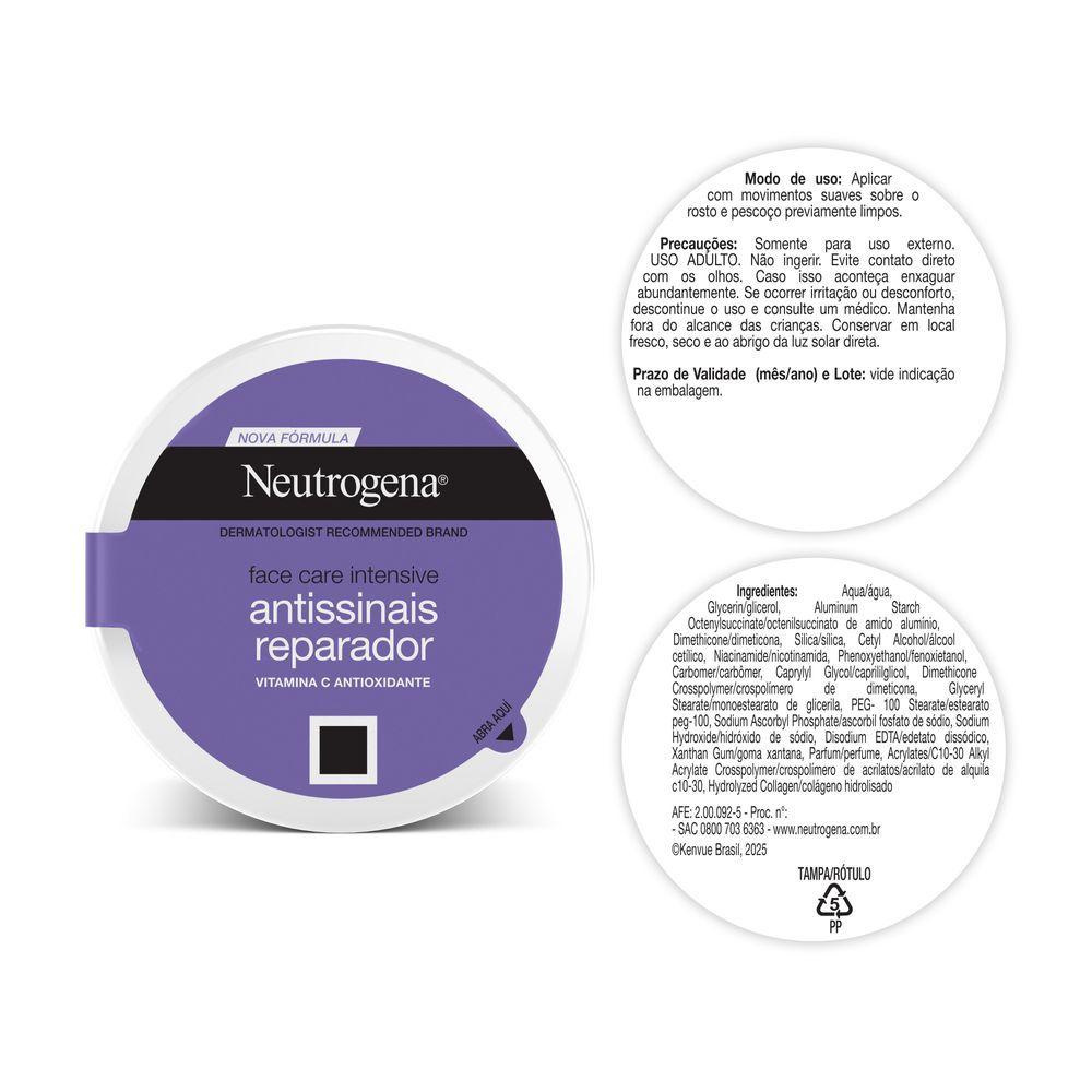 Hidratante Facial Antissinais Reparador Neutrogena Face Care Intensive 100g