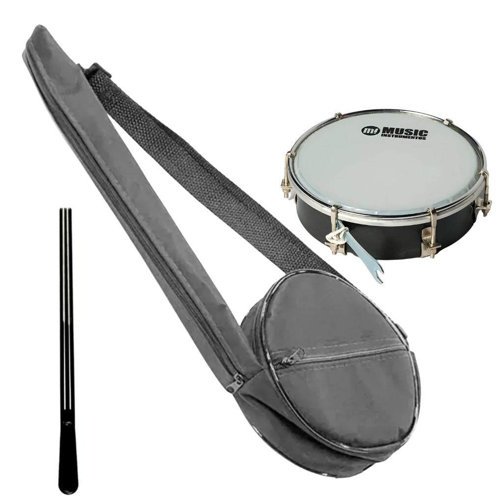 Tamborim Phx 06 Abs Pele Leitosa Com Baqueta Tripla E Bag Luxo