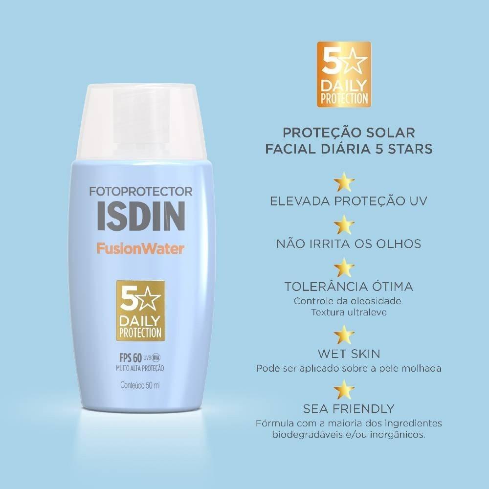 Protetor Solar Facial Isdin Fusion Water 5 Stars Sem Cor Fps60 50ml