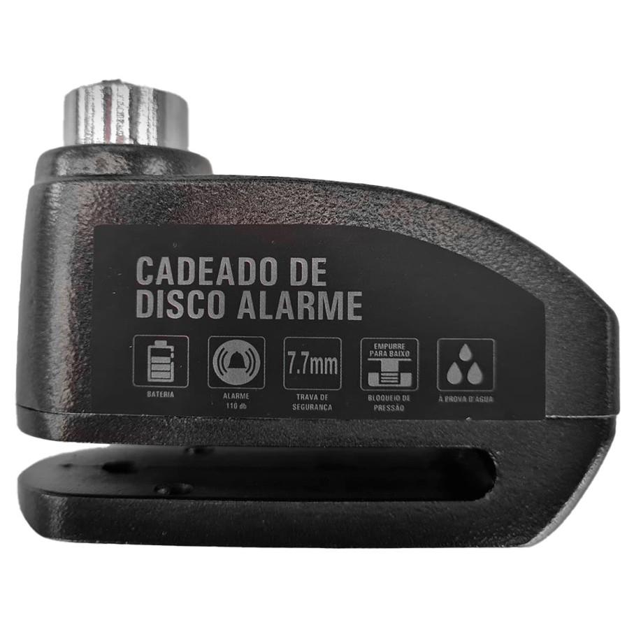 Cadeado Trava Disco Moto Roda Freio Alarme Sonoro Com 2 Chaves 7.7 Mm - Shiver - Lançamento
