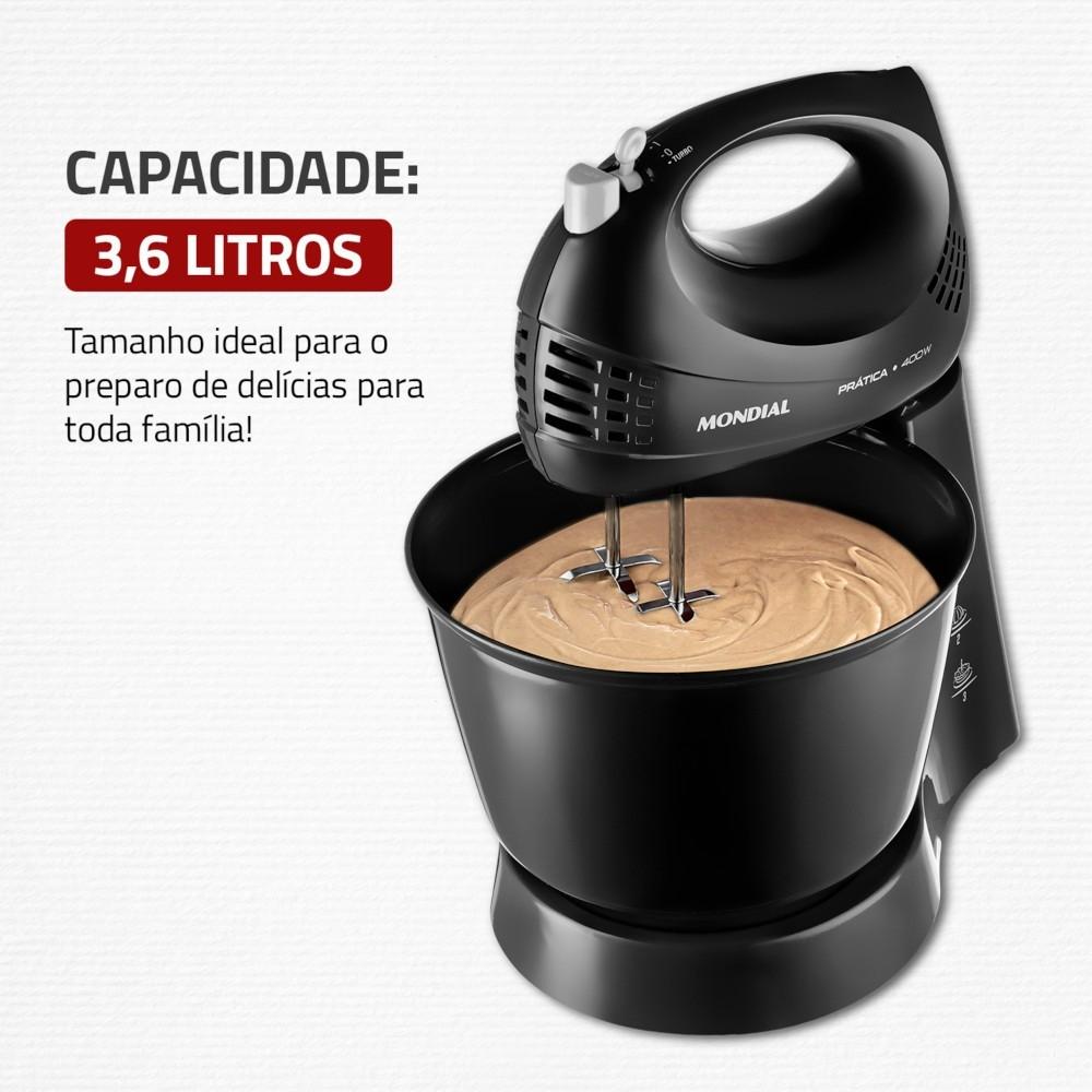 Batedeira 400 Watts 3 Velocidades Preta Prática - B-44-b - Mondial