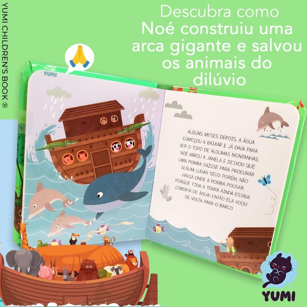 Livro Infantil A Arca De Noé Histórias Da Bíblia Almofadado Folhas Duras Premium Bíblia Infantil