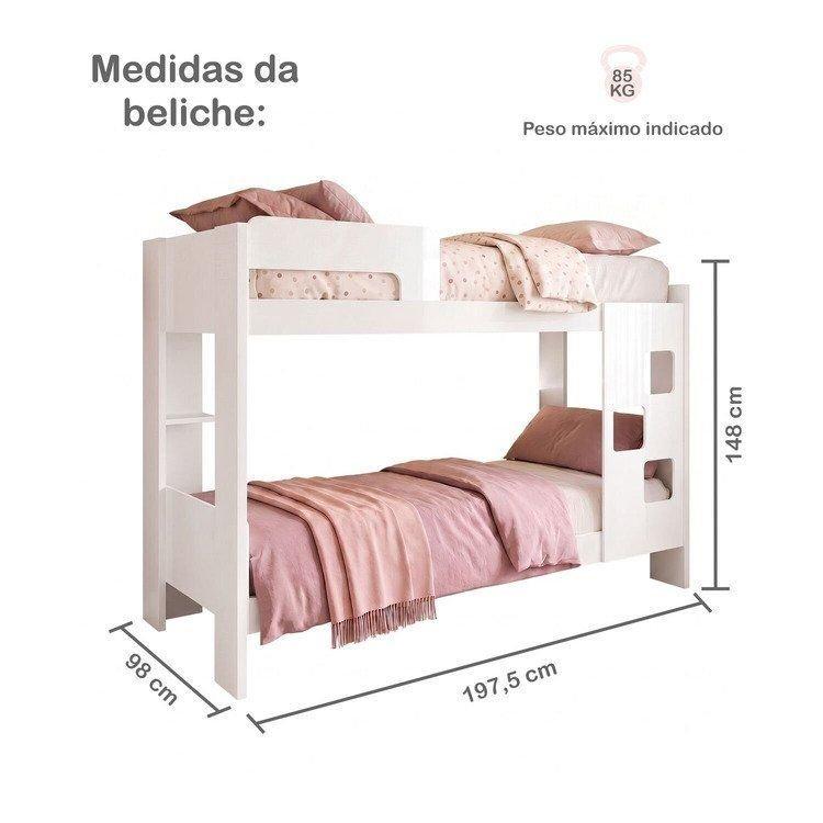 Beliche 100 Mdf Com Prateleira Vegas Branco