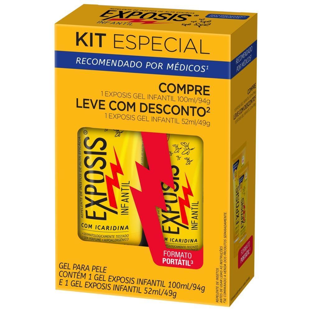 Kit Repelente De Insetos Exposis 100ml + Repelente Infantil Gel Sem Perfume Com Icaridina 52ml