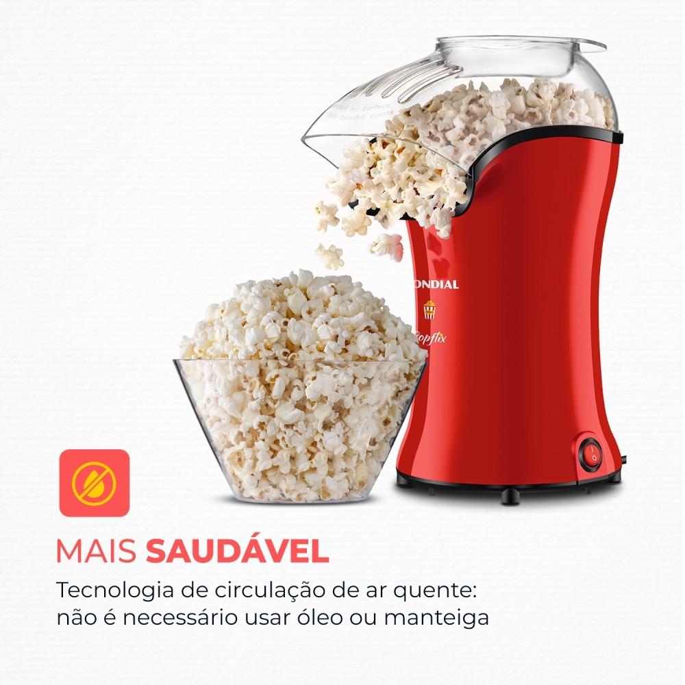 Pipoqueira Elétrica Com Bico Direcionador 1.200w Vermelha Popflix - Pp-03 - Mondial