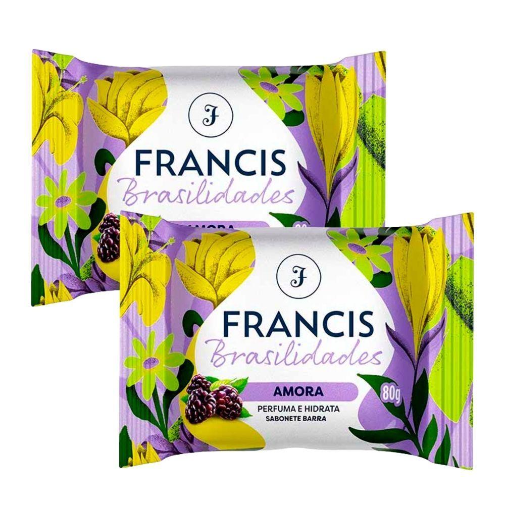 Kit 2 Sabonete Em Barra Francis Brasilidades Amora 80g