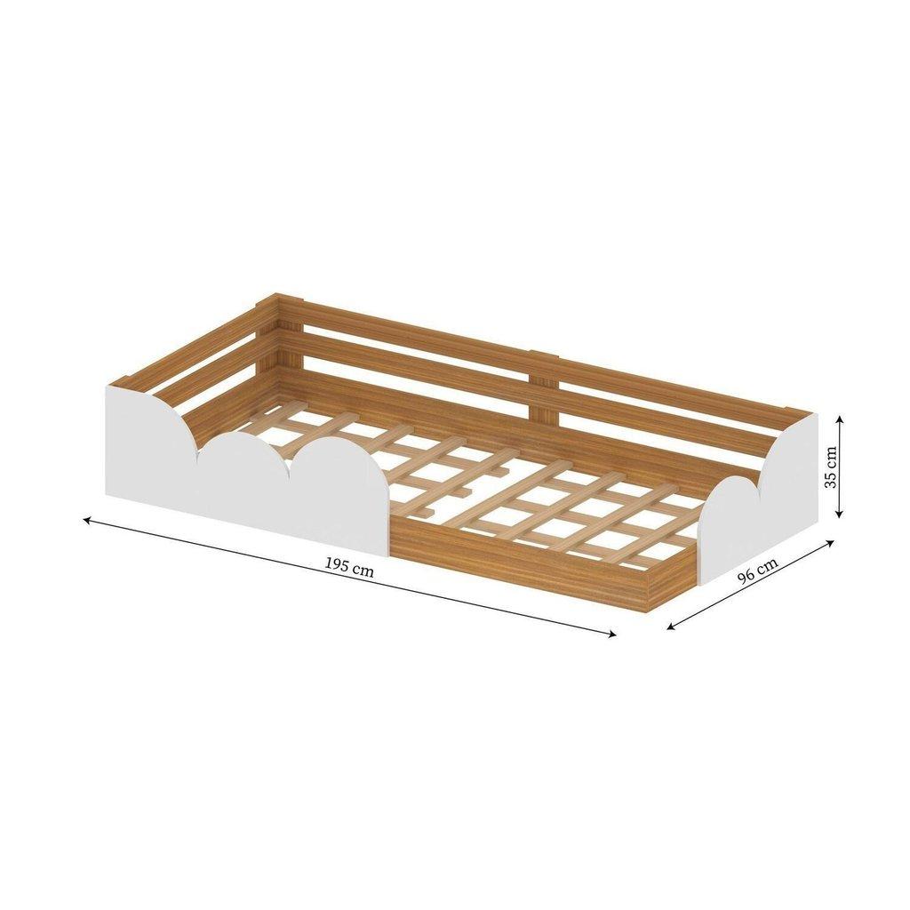 Cama Infantil Montessoriana Solteiro Cloud Branco/freijó
