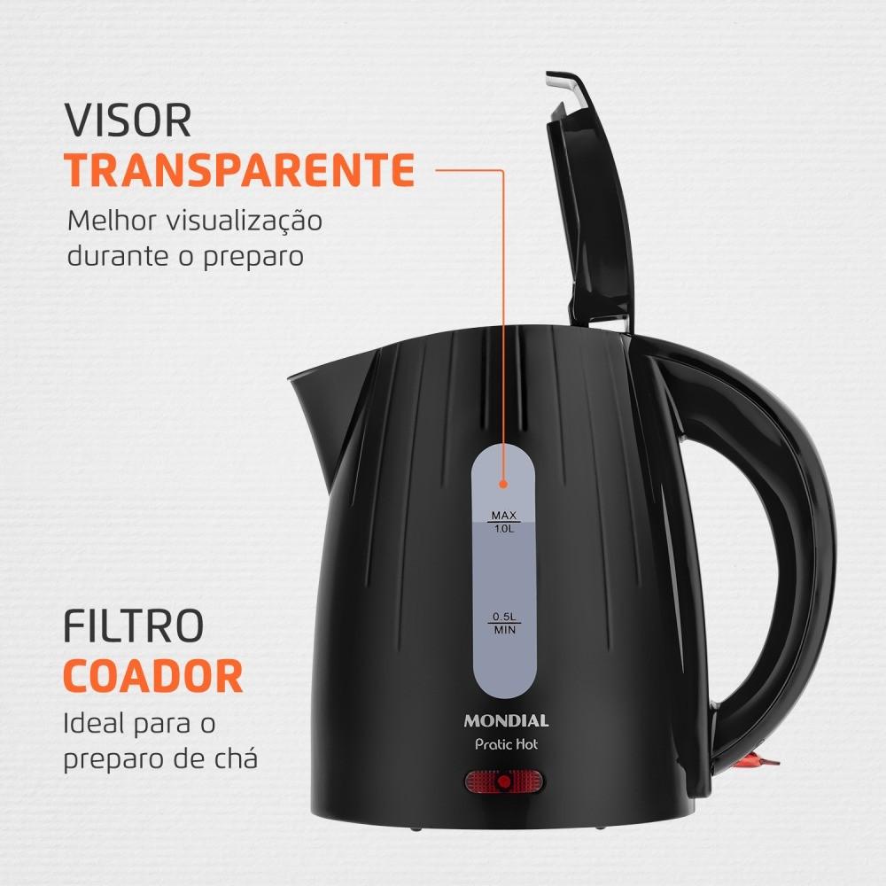 Chaleira Elétrica 1 Litro 1.200 Watts Pratic Hot - Ce-07 - Mondial