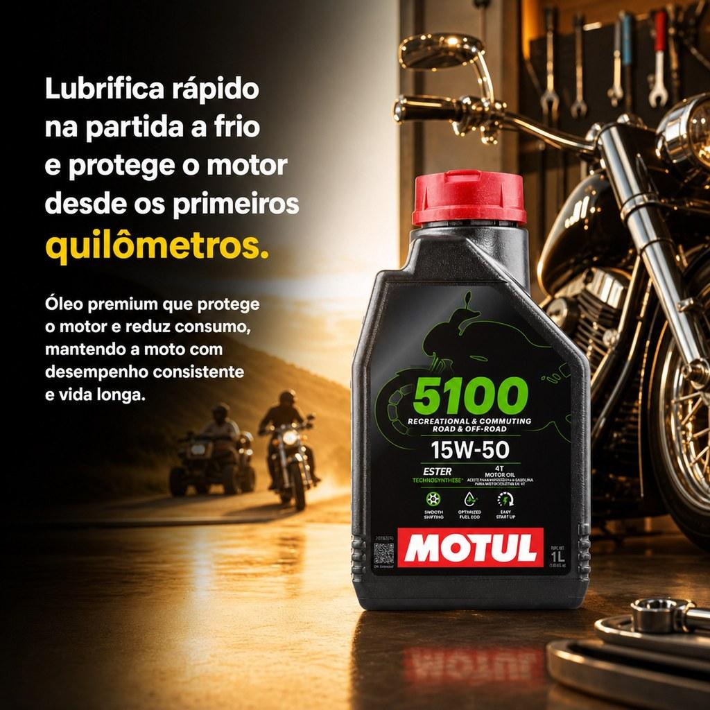 Óleo Para Motor De Moto Motul 5100 15w50 4 Tempos 1 Litro
