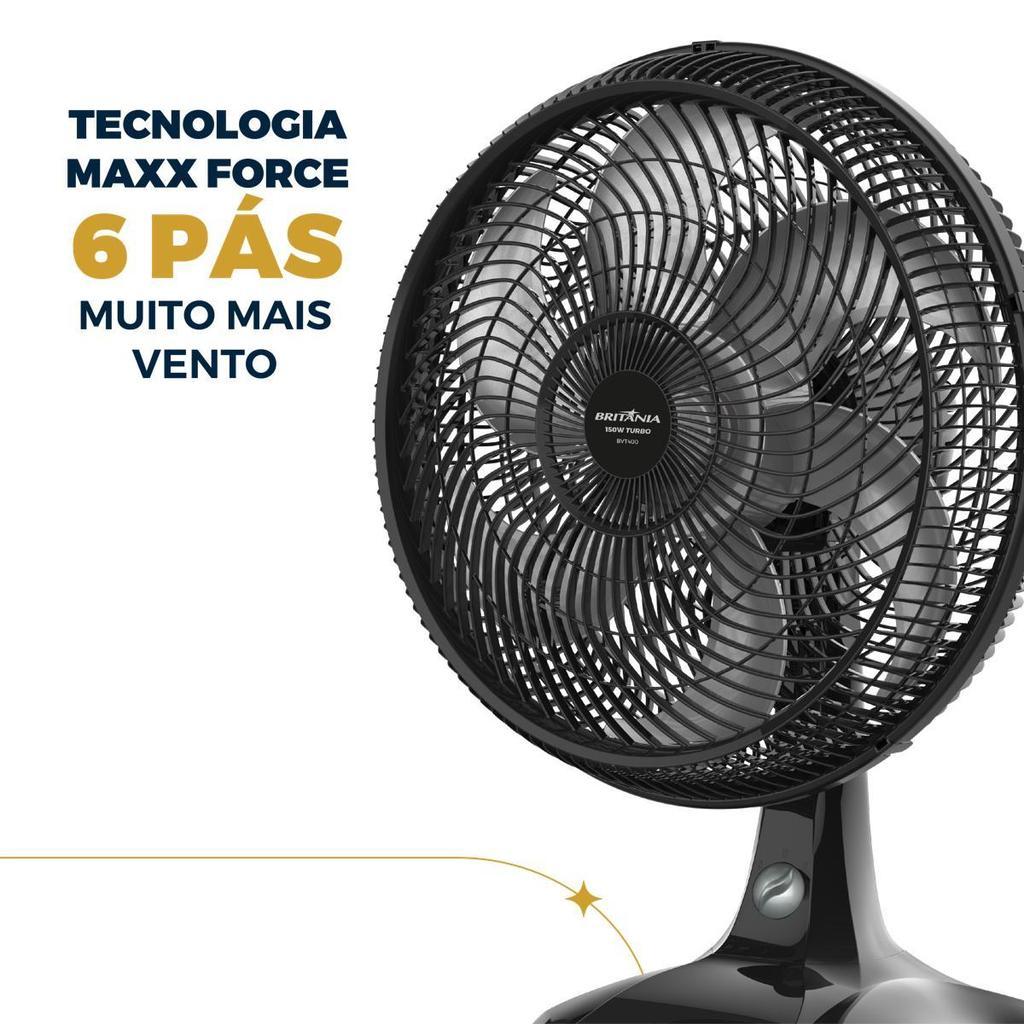 Ventilador 2 Em 1 Britânia Maxx Force Turbo 150W Bvt400