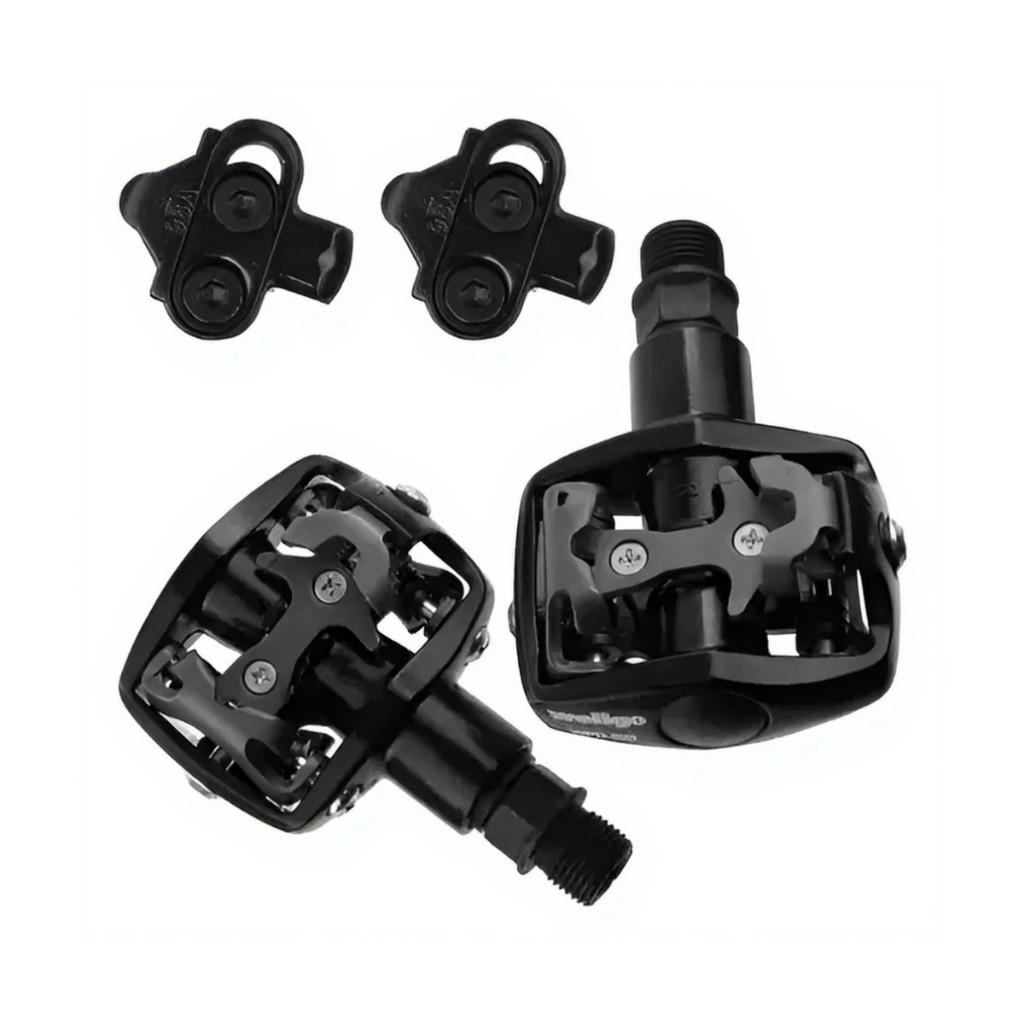 Pedal Clip Wellgo M919 Mtb Alumínio 9/16 Preto + Taco Inclusos
