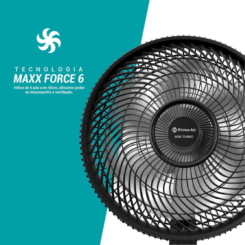 Ventilador De Mesa Prime Air Maxx Force 6 Pás 60W Avte01