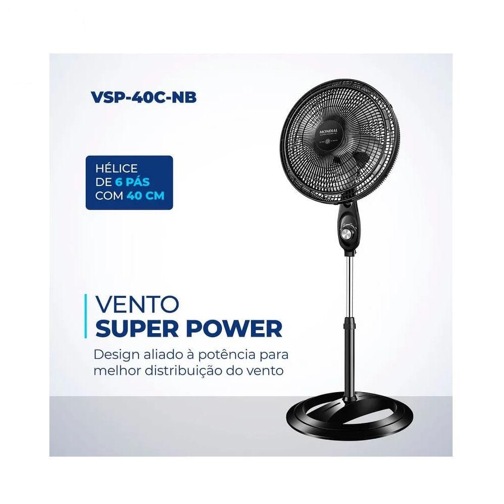 Ventilador De Coluna Mondial 40cm Preto Vsp-40c-nb 127 Volts