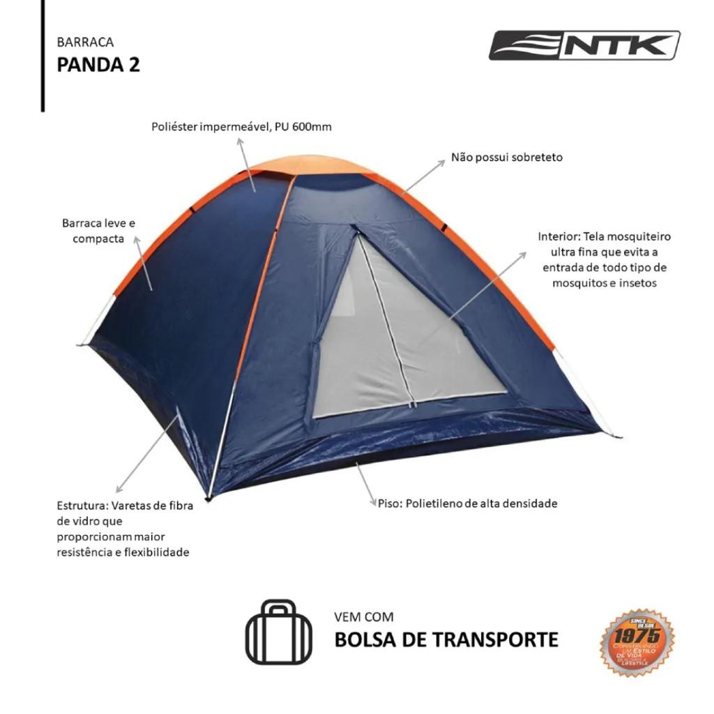 Barraca Camping 2 Pessoas Panda Nautika 600mm Piso Termico Acampamento Casal