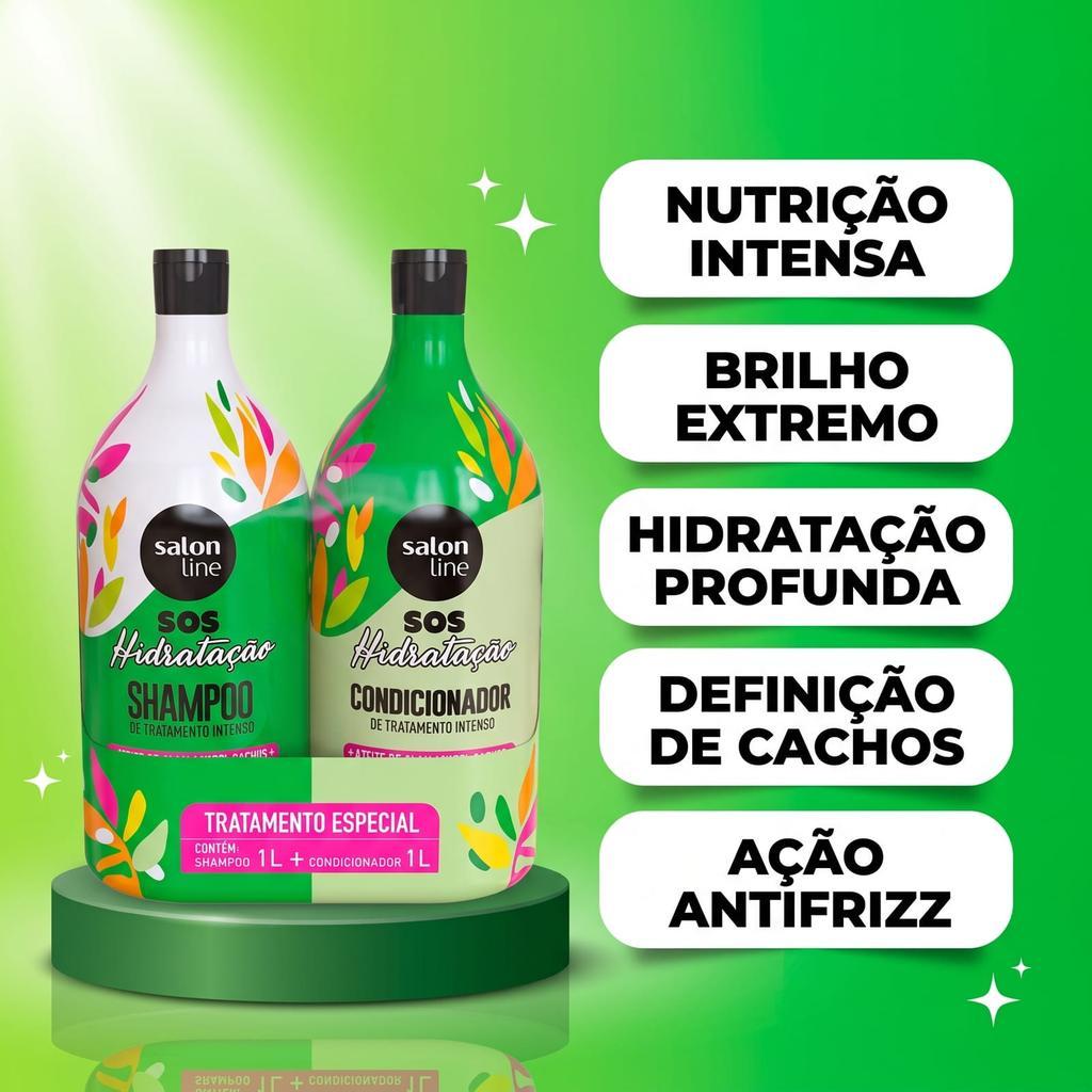 Kit S.o.s Hidratação Azeite De Oliva Shampoo E Condicionador Litrão Salon Line
