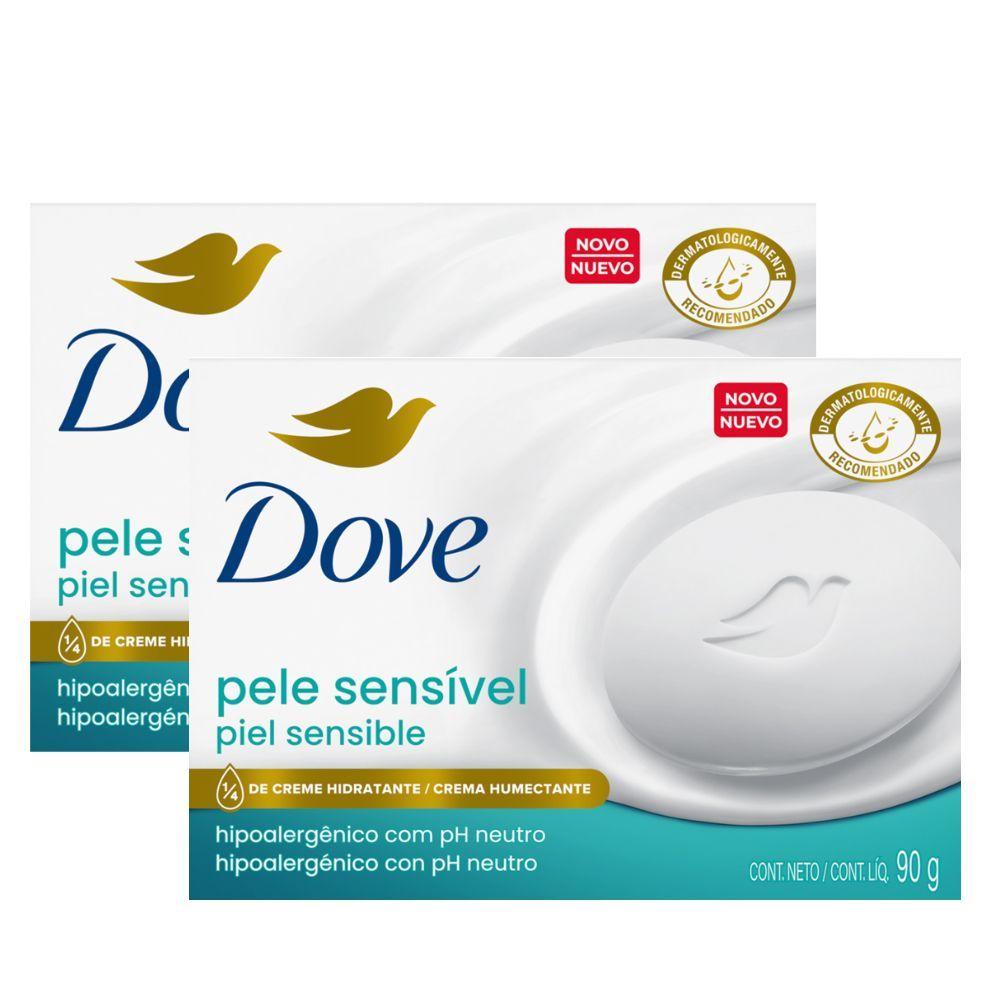 Kit 2 Sabonete Em Barra Dove Pele Sensível 90g