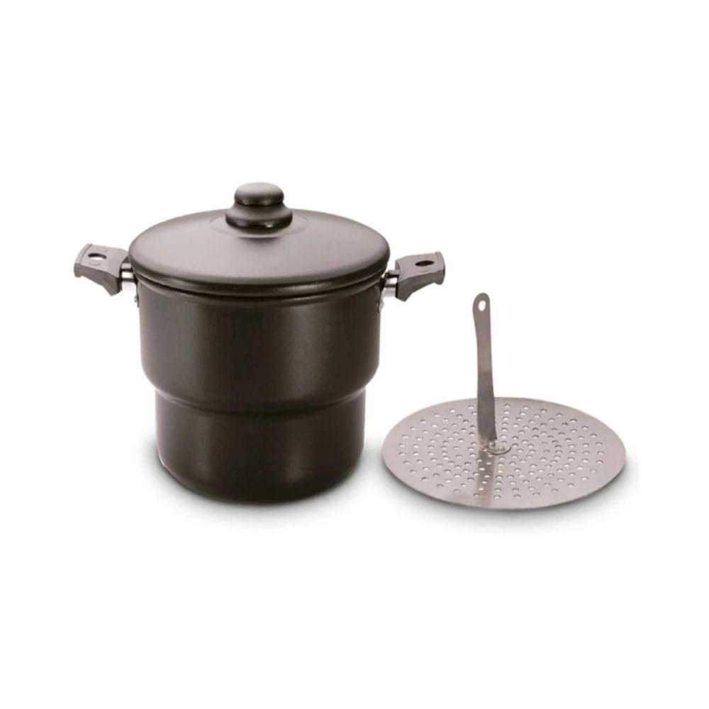 Cuscuzeira Eirilar Antiaderente Com Tampa De Vidro Grafite 18cm