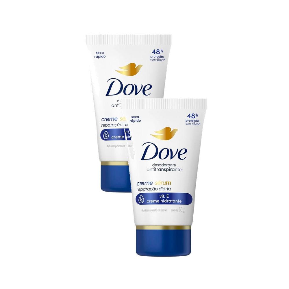 Kit 2 Desodorante Dove Antitranspirante Creme Sérum Reparação Diária 50g