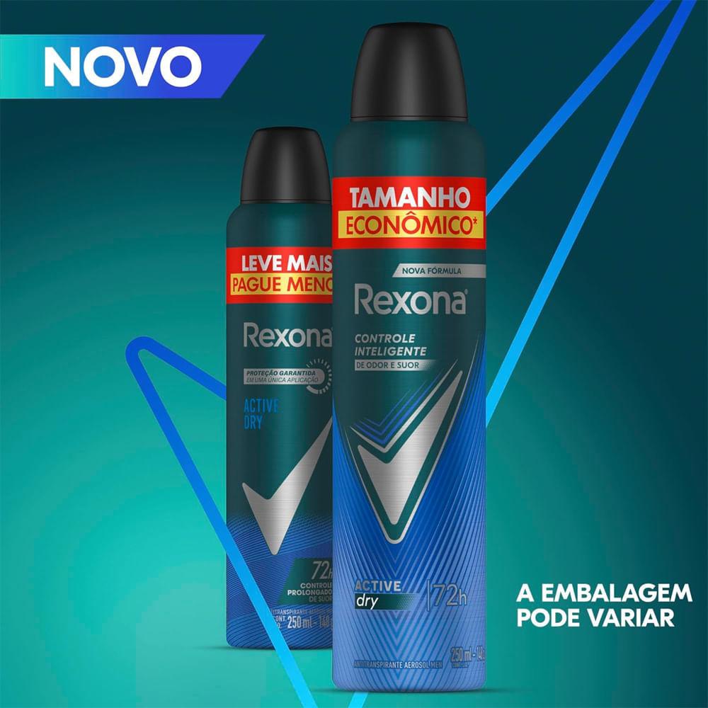 Kit Desodorante Antitranspirante Aerosol Rexona Active Dry 72 Horas 250ml - 6 Unidades