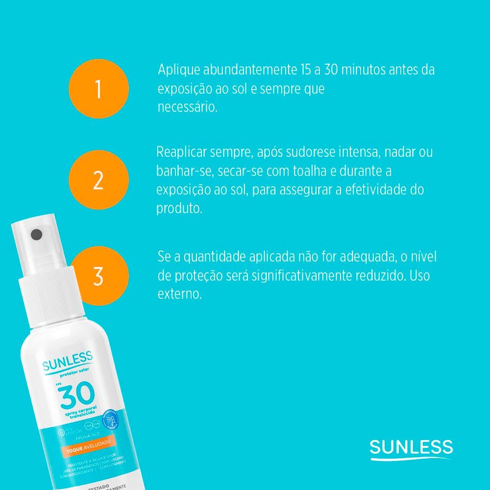 Protetor Solar Sunless Spray Translúcido Fps30 120ml - Vencimento Outubro