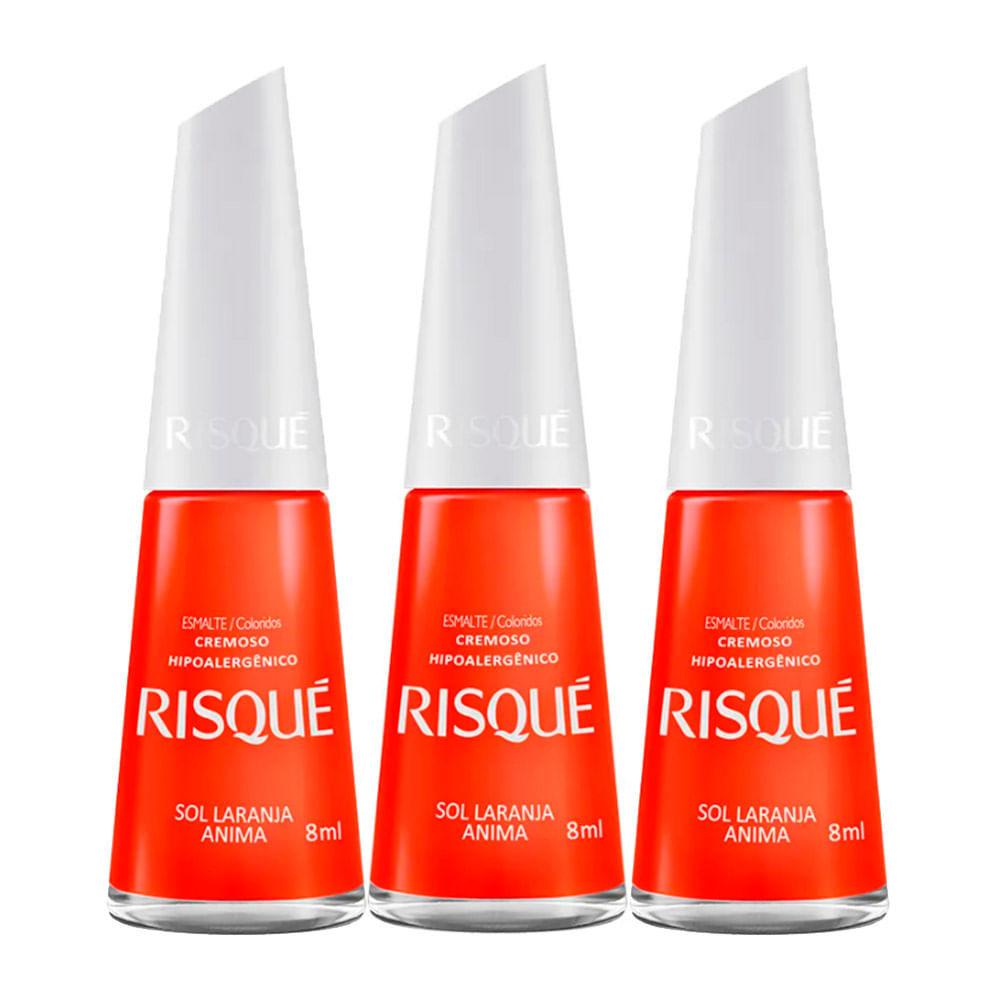Kit 3 Esmalte Risqué Cor Sol Laranja Anima Com 8ml