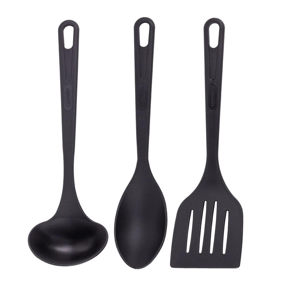 Conjunto De Utensílios Oliveira Em Nylon Preto Com 3 Peças