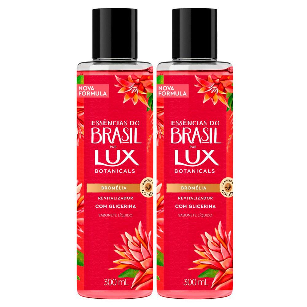 Kit 2 Sabonete Líquido Lux Botanicals Essências Do Brasil Bromélia Revitalizador Com Glicerina 300ml
