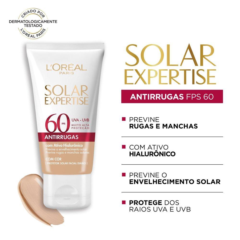 Protetor Solar Facial L Oréal Solar Expertise Antirrugas FPS 60 Com Cor 40g