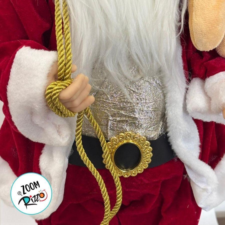 Papai Noel Decorativo Em Pé Com Saco De Presentes E Urso - Vermelho E Branco - 60cm - 1 Unidade - Rizzo