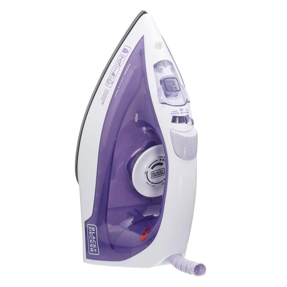 Ferro De Passar A Vapor Spray 1200w Black Decker Com Base Antiaderente Roxo E Branco 127V