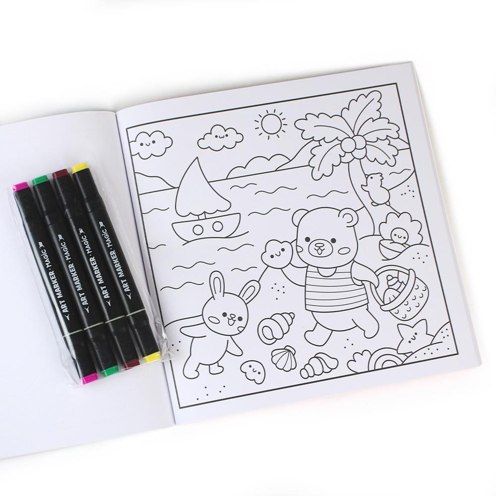 Livro Comfy Days - Livro De Colorir Com 4 Canetinhas