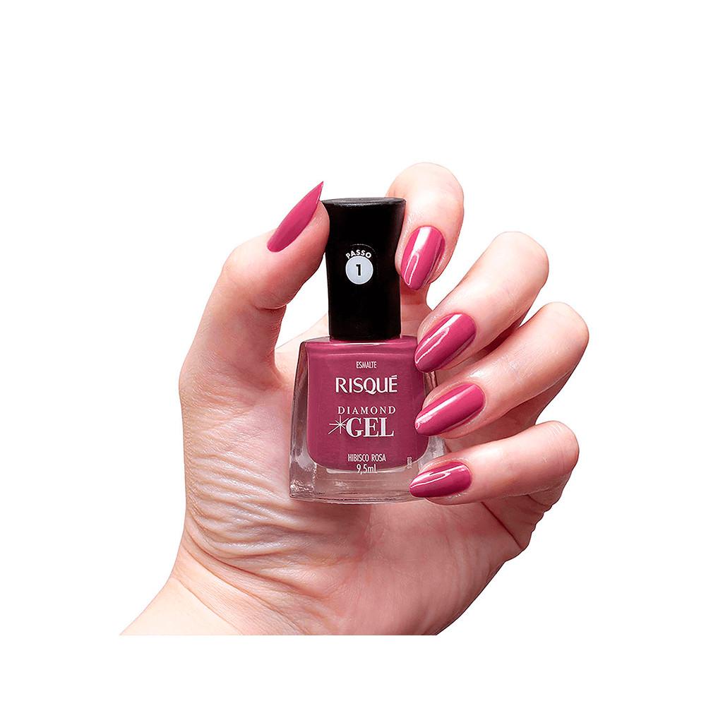 Esmalte Risqué Diamond Gel Hibisco Rosa Cremoso