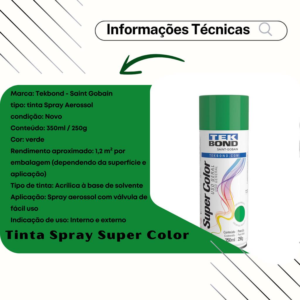 Tinta Spray Aerossol Verde Uso Geral 350ml 250g Tekbond