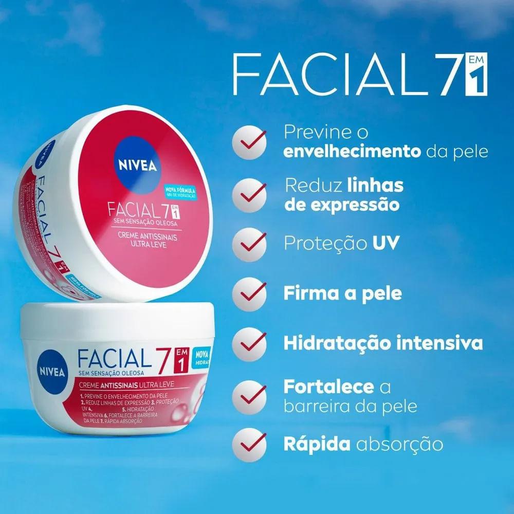 Kit Creme Facial Antissinais + Creme Facial Cuidado Nutritivo + Creme Facial Ácido Hialurônico Nivea 100g
