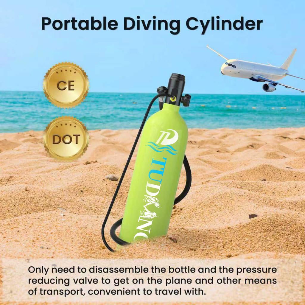 Tudiving-2l Mini Tanque De Mergulho Com Suporte De 30-45 Minutos De Respiração Portátil Recarregável